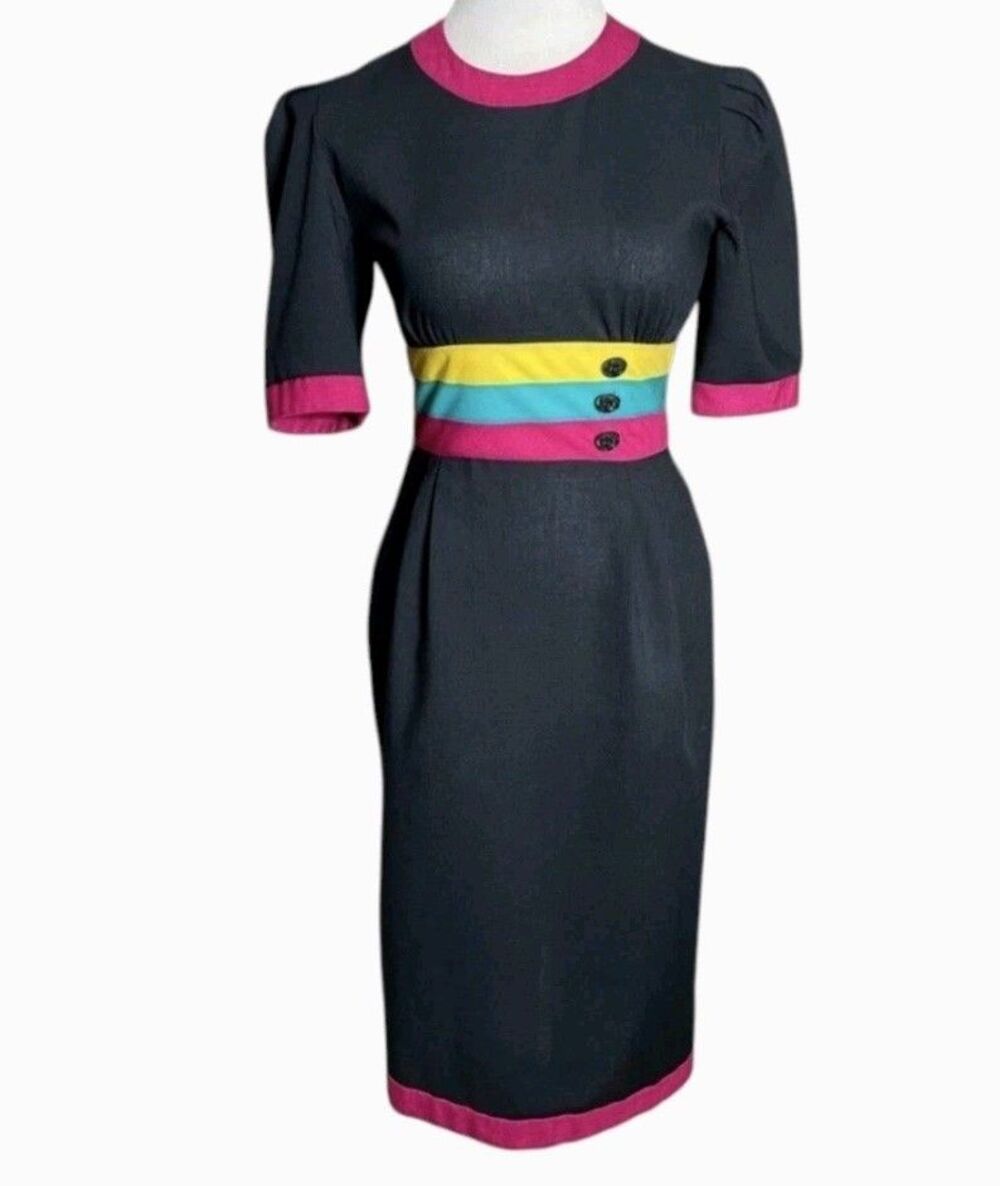 David Warren Vintage 70/80s Union Tag Retro Striped Dress Women SZ Small